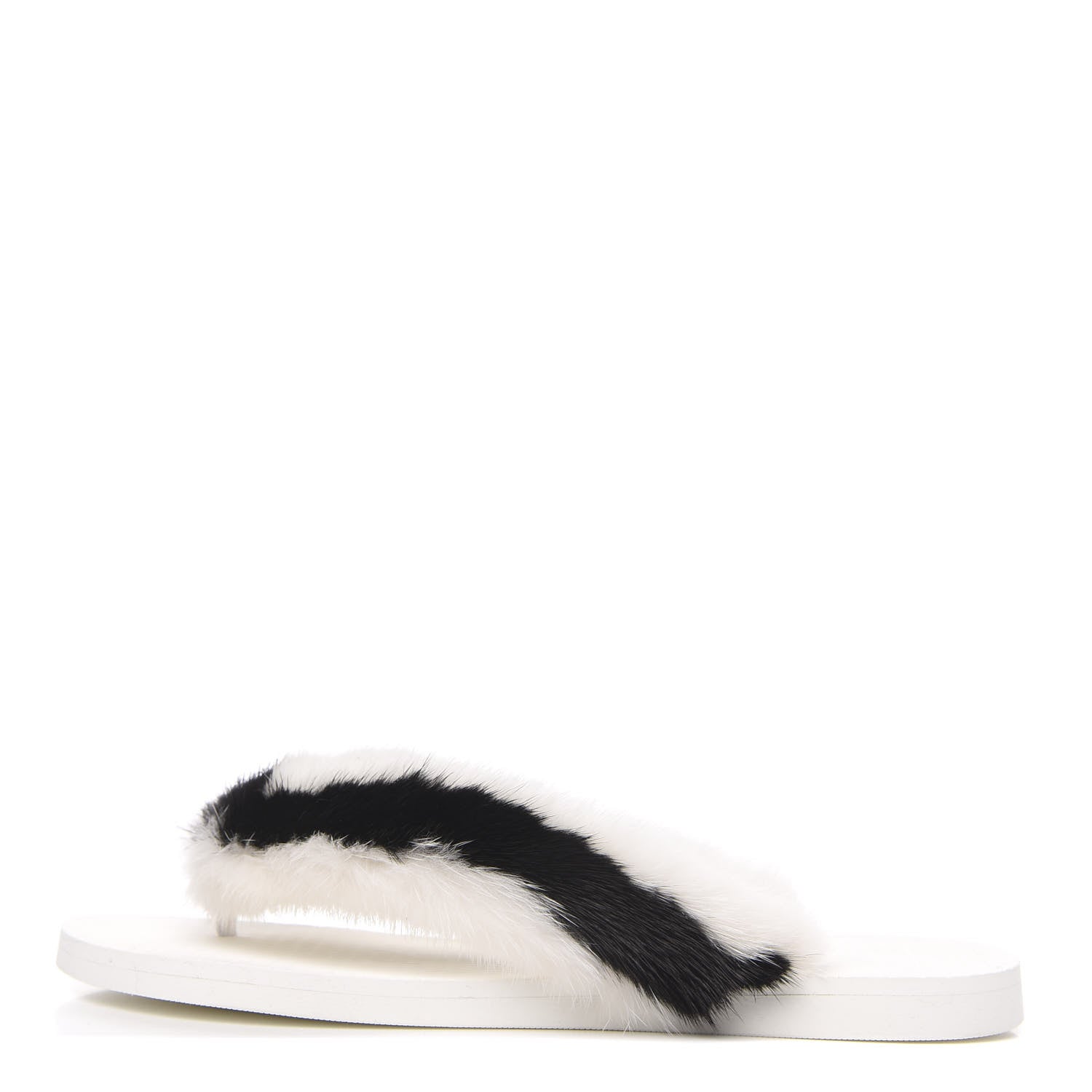 Valentino Garavani Mink Fur Thong Sandals 35 White Black 1 of 8