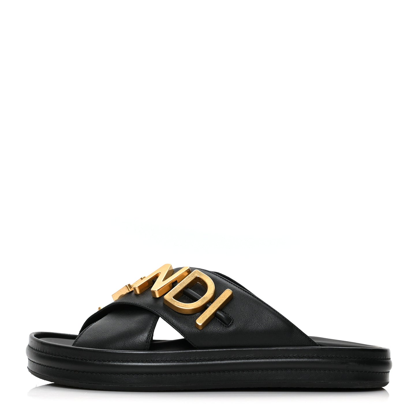 Vitello Womens Fendigraphy Slide Sandals 40 Black