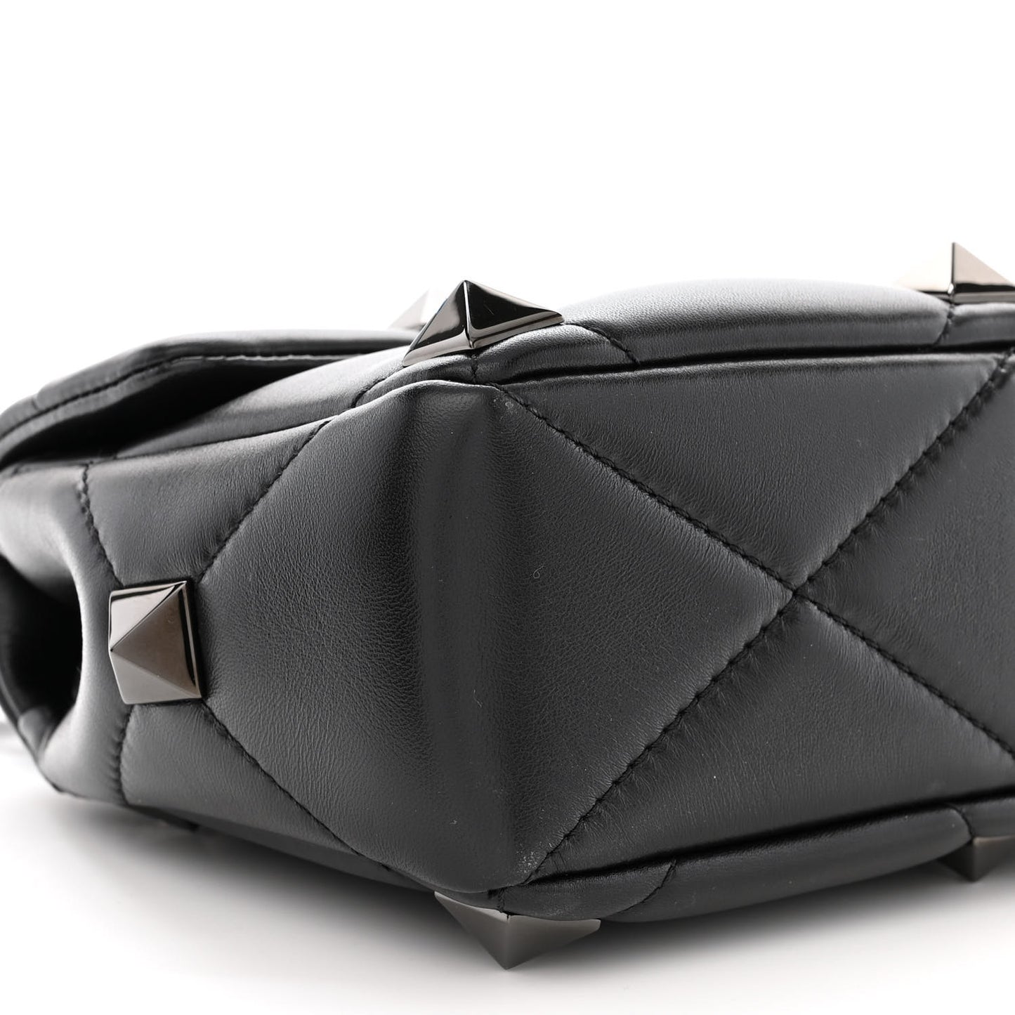 Nappa Monochrome Medium Roman Stud Shoulder Bag Black