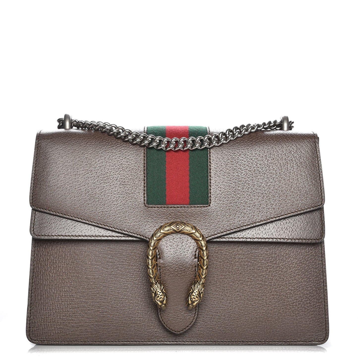 Textured Calfskin Web Medium Dionysus Shoulder Bag New Acero
