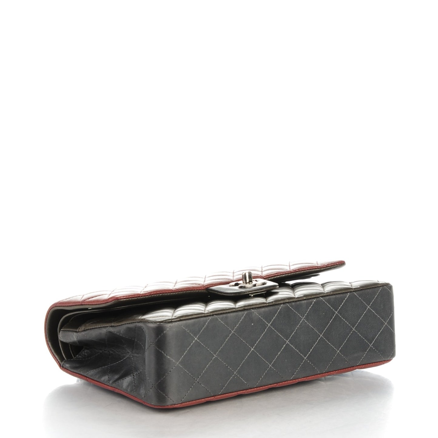 Lambskin Quilted Tri-Color Medium Double Flap Burgundy