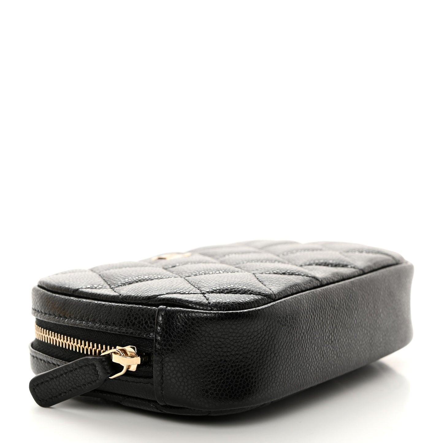 Caviar Quilted Small Curvy Pouch Cosmetic Case Black
