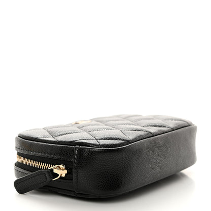 Chanel Caviar Quilted Small Curvy Pouch Cosmetic Case Black 4 of 8