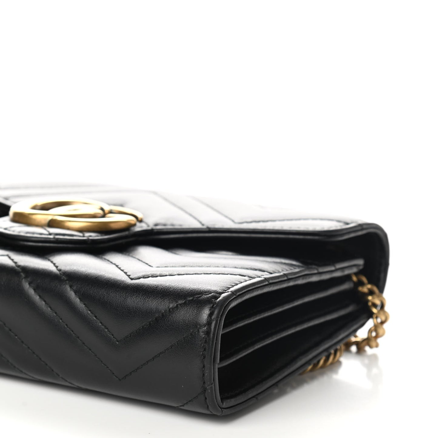 Calfskin Matelasse GG Marmont Chain Wallet Black