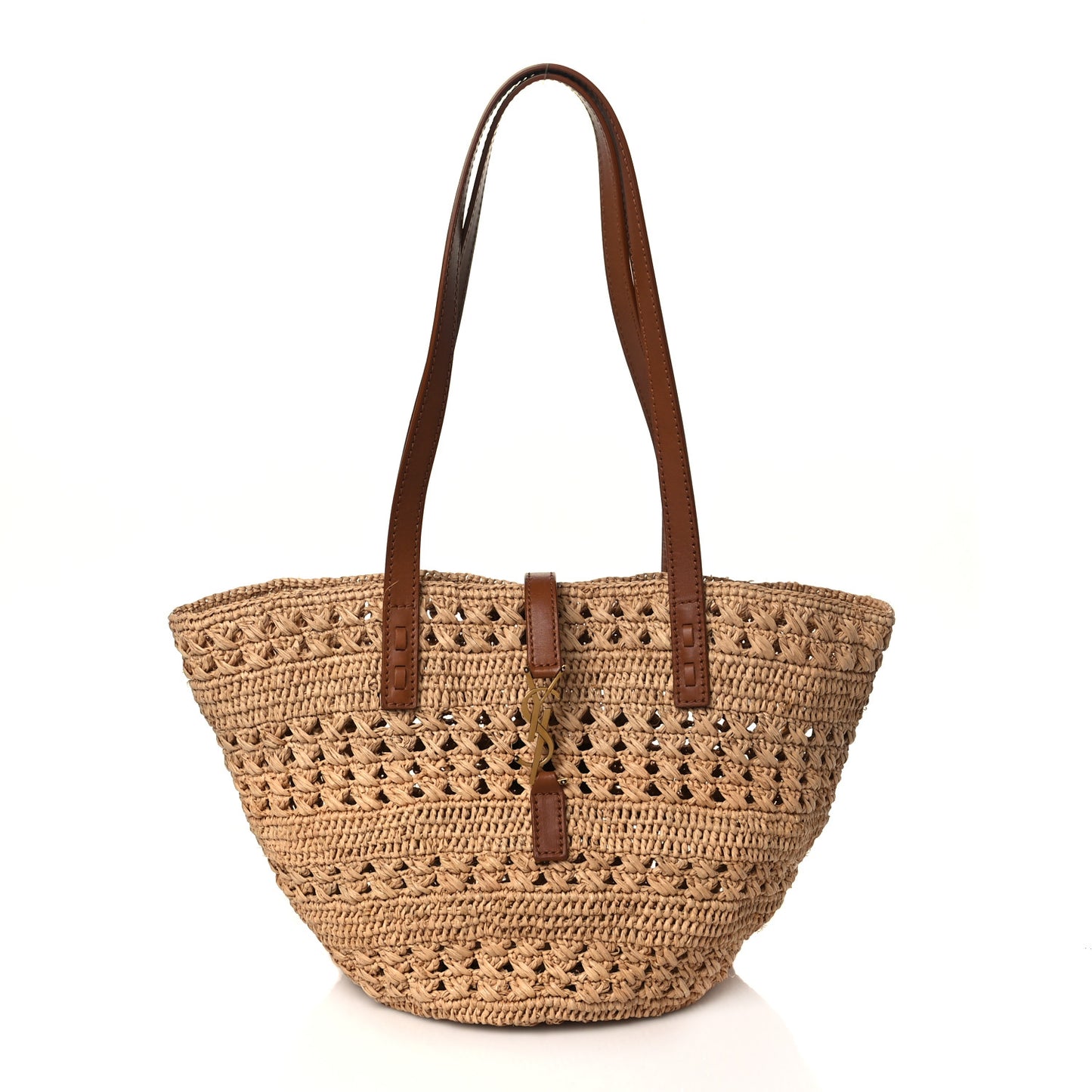 Raffia Calfskin Small Panier Tote Naturel
