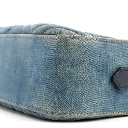 Gucci Denim Matelasse Small Pearly GG Marmont Chain Shoulder Bag Blue 10 of 16