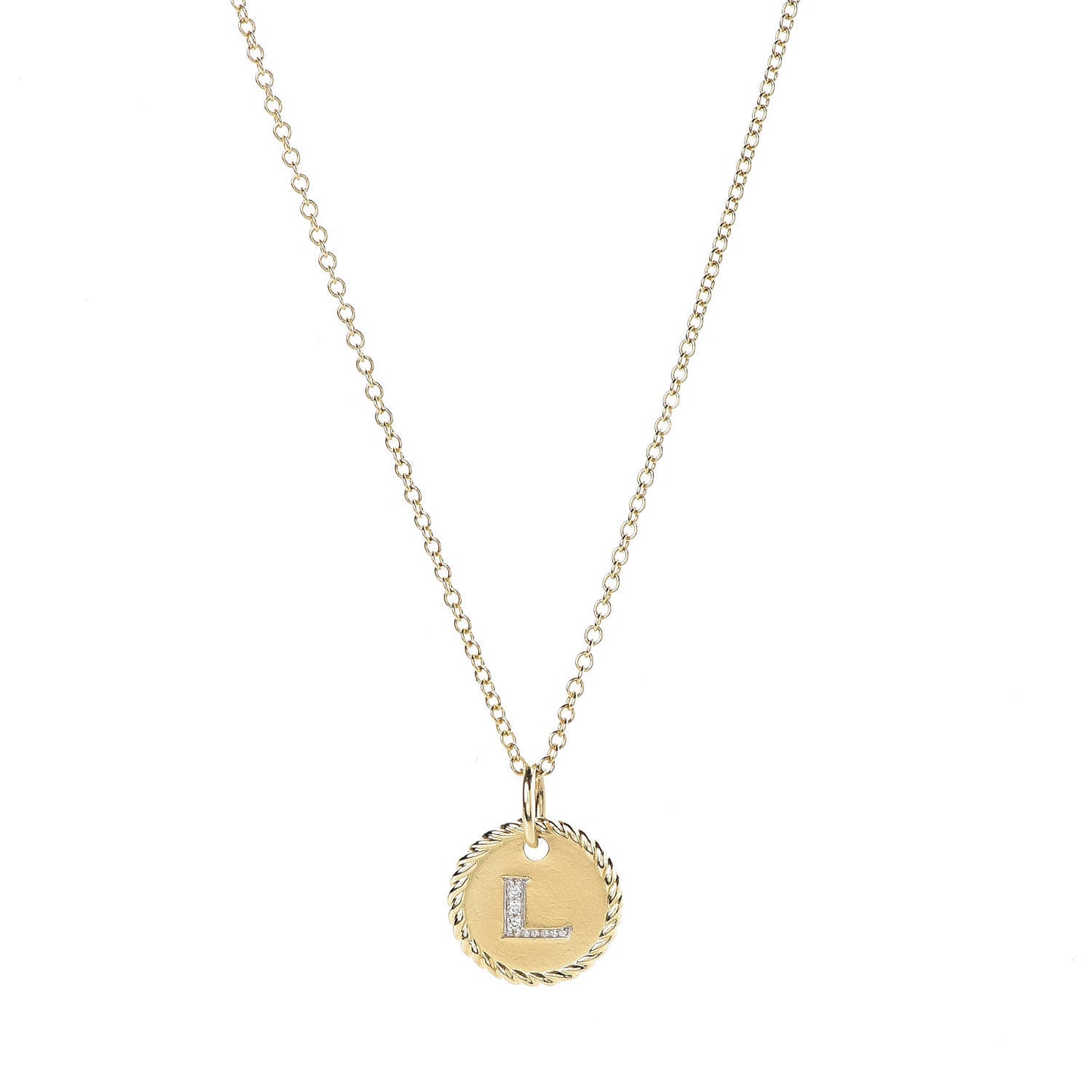 18K Yellow Gold Diamond Initial L Charm Necklace