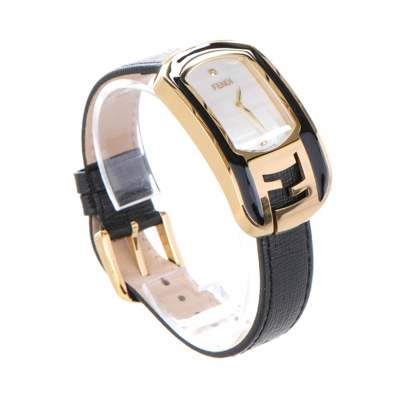 Stainless Steel Calfskin Diamond Mother of Pearl Enamel 29mm Chameleon Quartz Watch