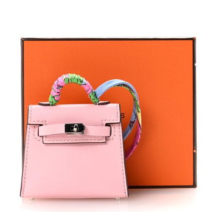 Hermes Tadelakt Mini Kelly Twilly Bag Charm Rose Sakura 5 of 5