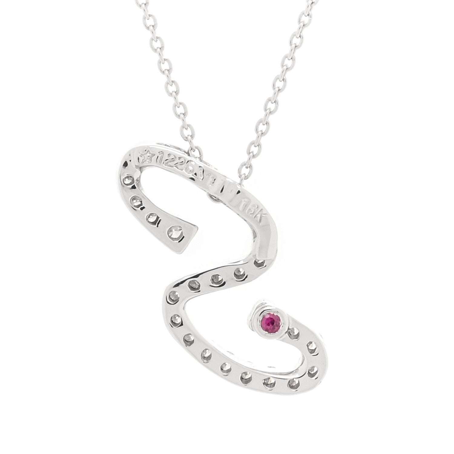 Roberto Coin 18K White Gold Diamond Cursive Letter S Pendant Necklace 3 of 4