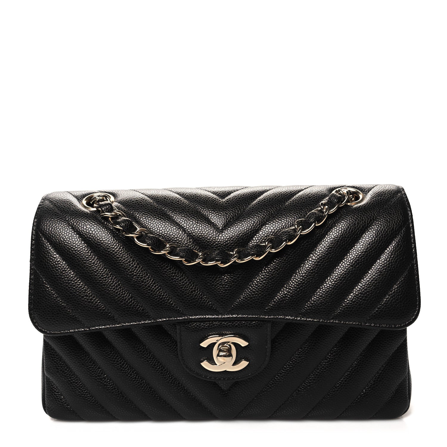 Chanel Caviar Chevron Quilted Small Double Flap Black 1 of 11