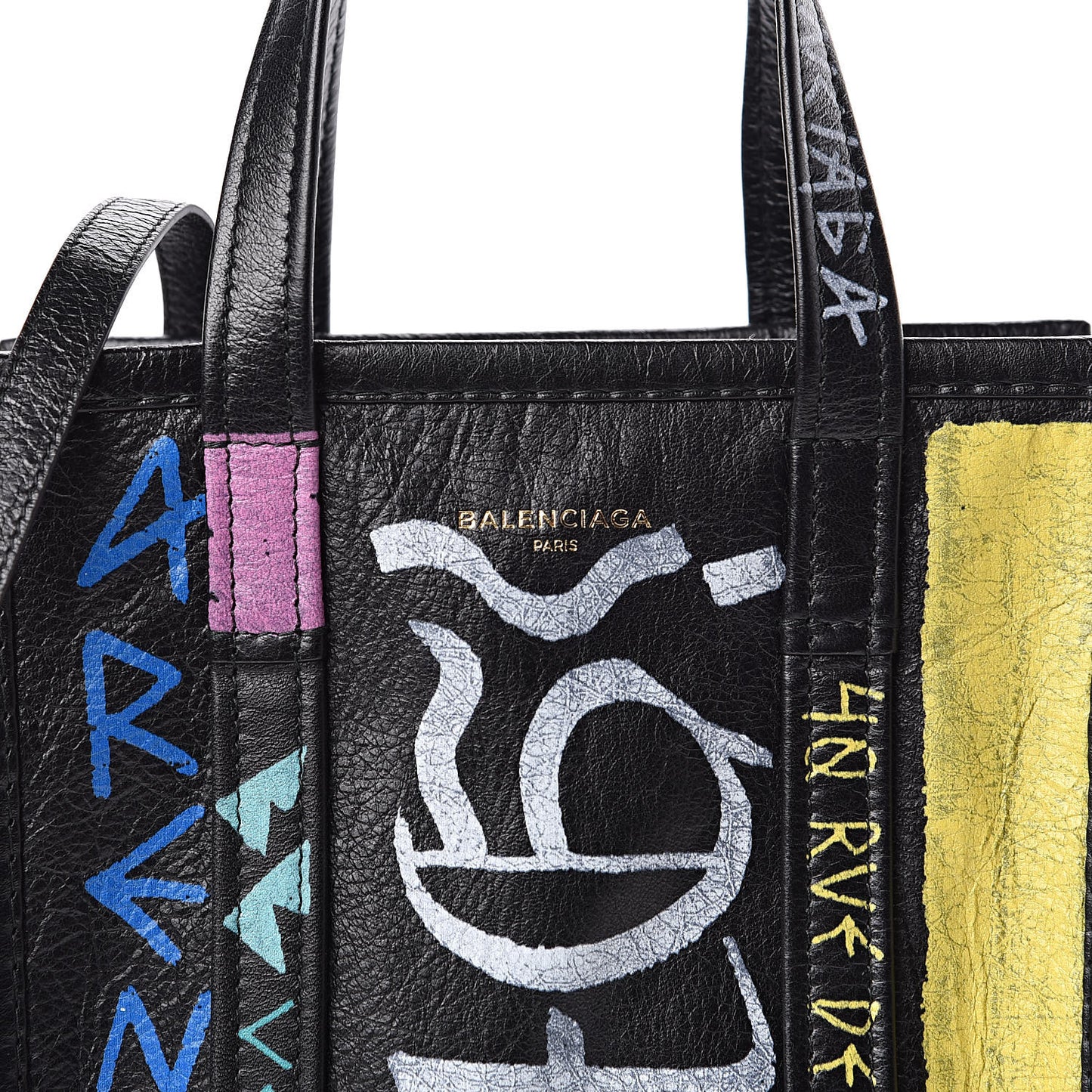 Agneau Arena Graffiti All Over XS Bazar Shopper Tote Black Multicolor