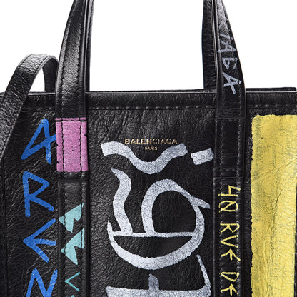 Balenciaga Agneau Arena Graffiti All Over XS Bazar Shopper Tote Black Multicolor 10 of 10