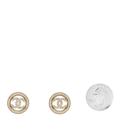 Chanel Crystal CC Round Earrings Gold 2 of 4