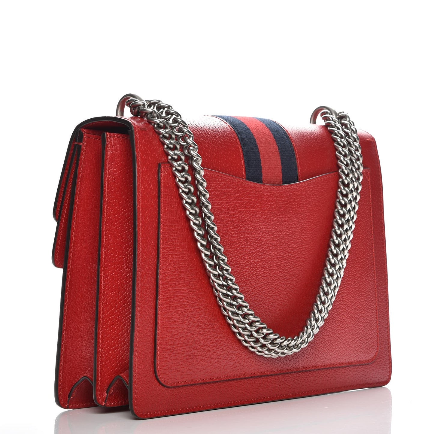 Textured Calfskin Web Medium Dionysus Shoulder Bag Hibiscus Red