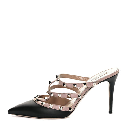Valentino Garavani Nappa Rockstud 90mm Cage Mules 40.5 Black Poudre 1 of 7