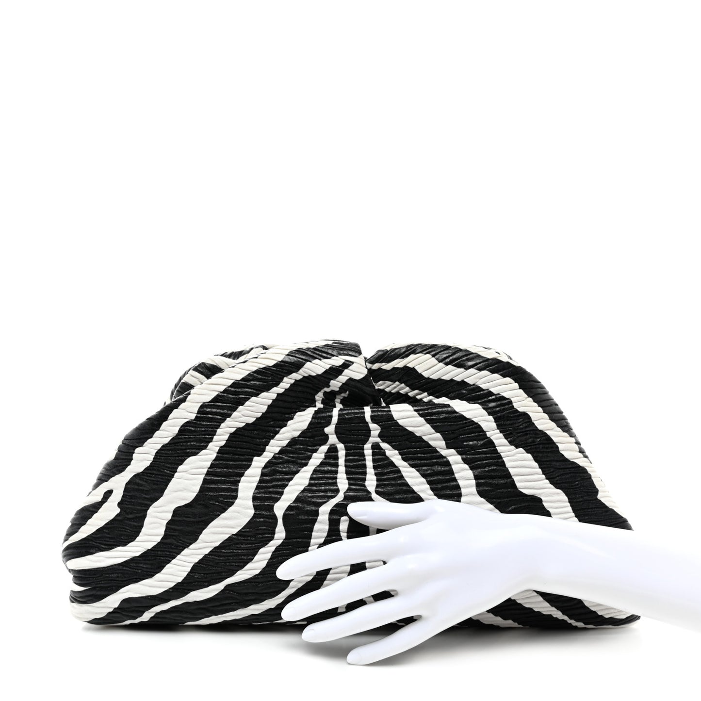 Nappa Zebra Print The Pouch Oversized Clutch White Black