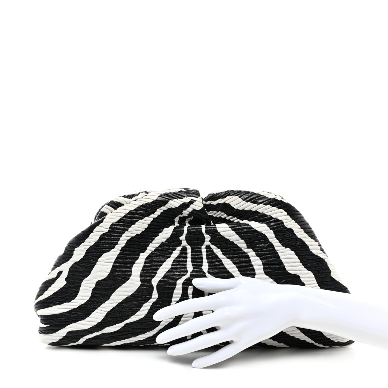 Bottega Veneta Nappa Zebra Print The Pouch Oversized Clutch White Black 2 of 7