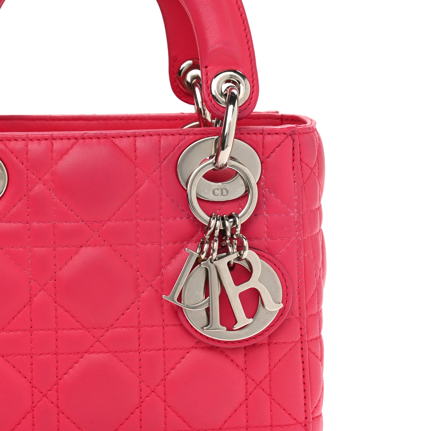 Lambskin Cannage Mini Lady Dior Fuchsia