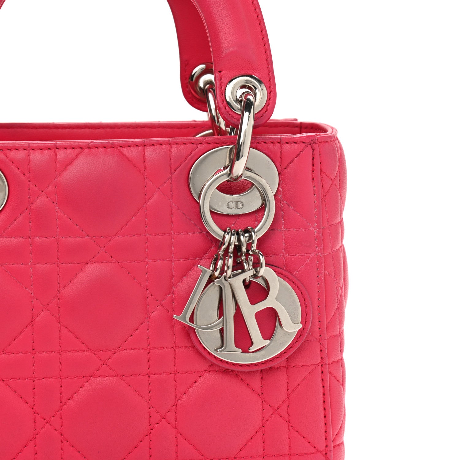 Christian Dior Lambskin Cannage Mini Lady Dior Fuchsia 7 of 12