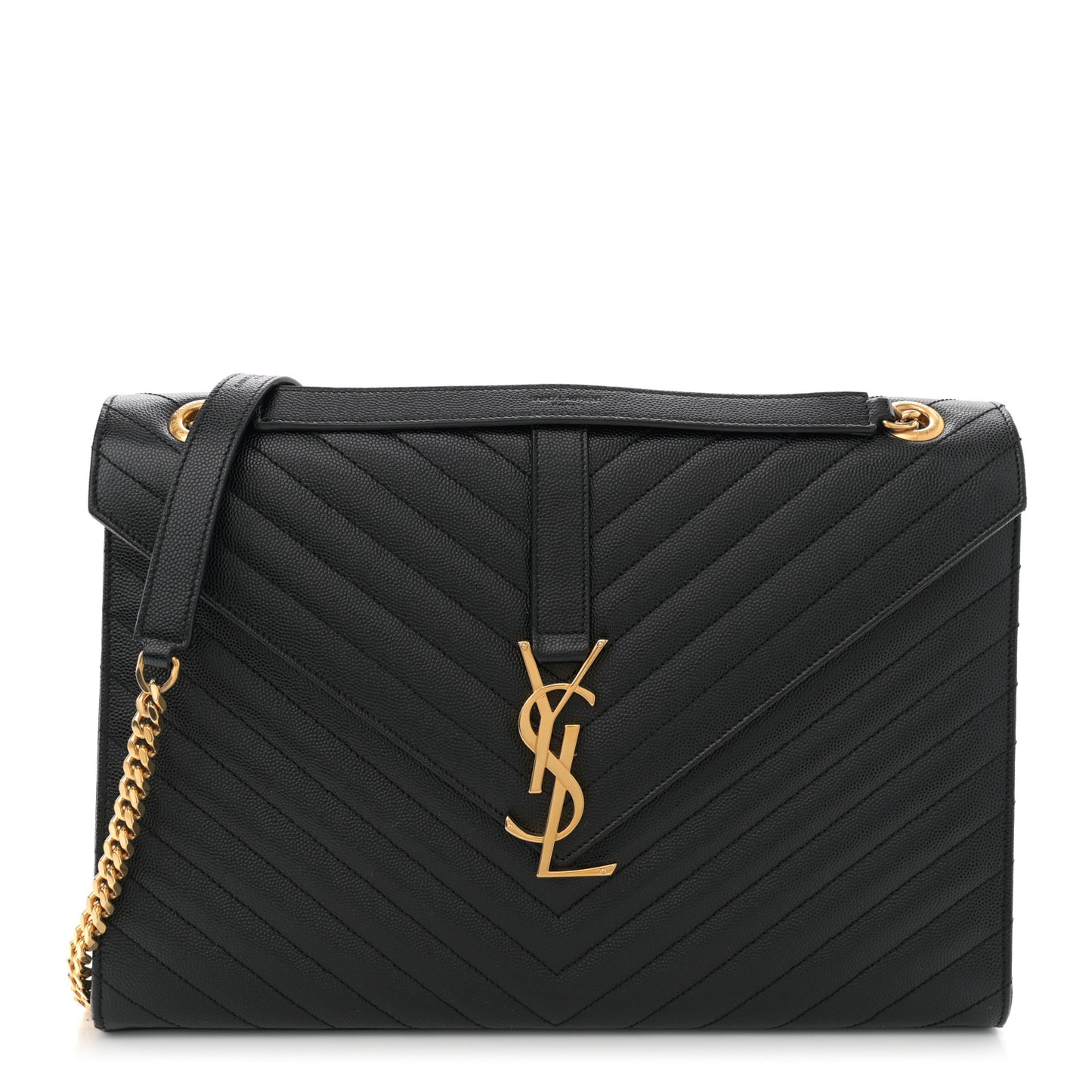 Grain De Poudre Matelasse Chevron Large Monogram Satchel Black