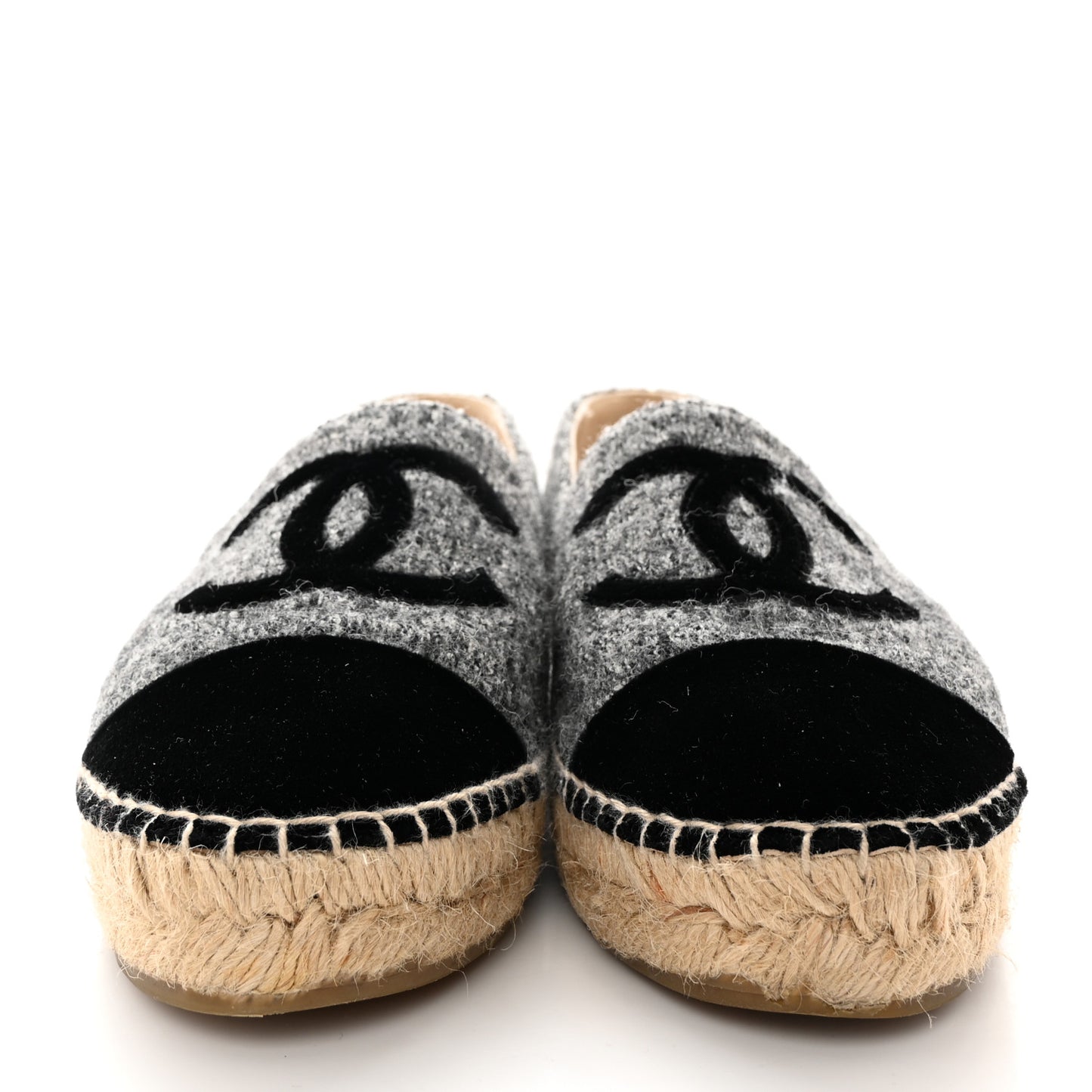Wool Velvet CC Espadrilles 37 Grey Black