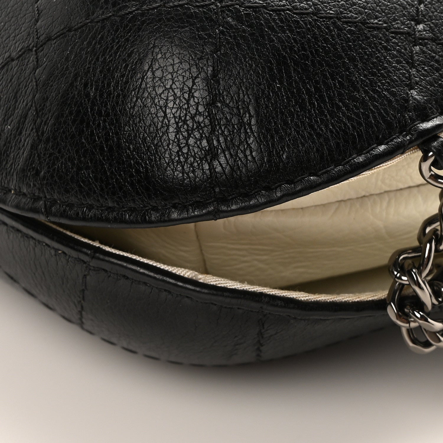 Chanel Aged Calfskin Quilted Small Gabrielle Bucket White Black 10 of 10