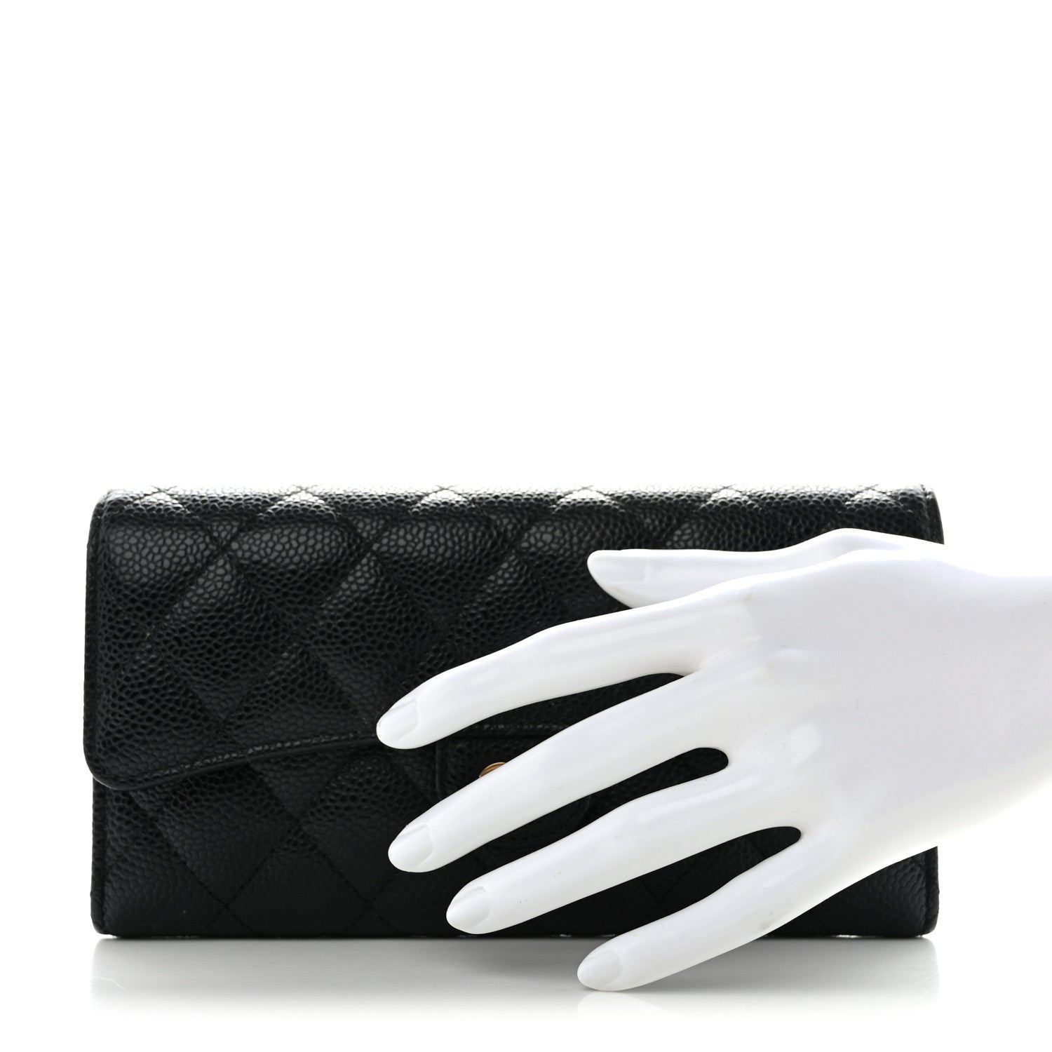 Chanel Caviar Quilted Large Gusset Flap Wallet Black 2 of 12