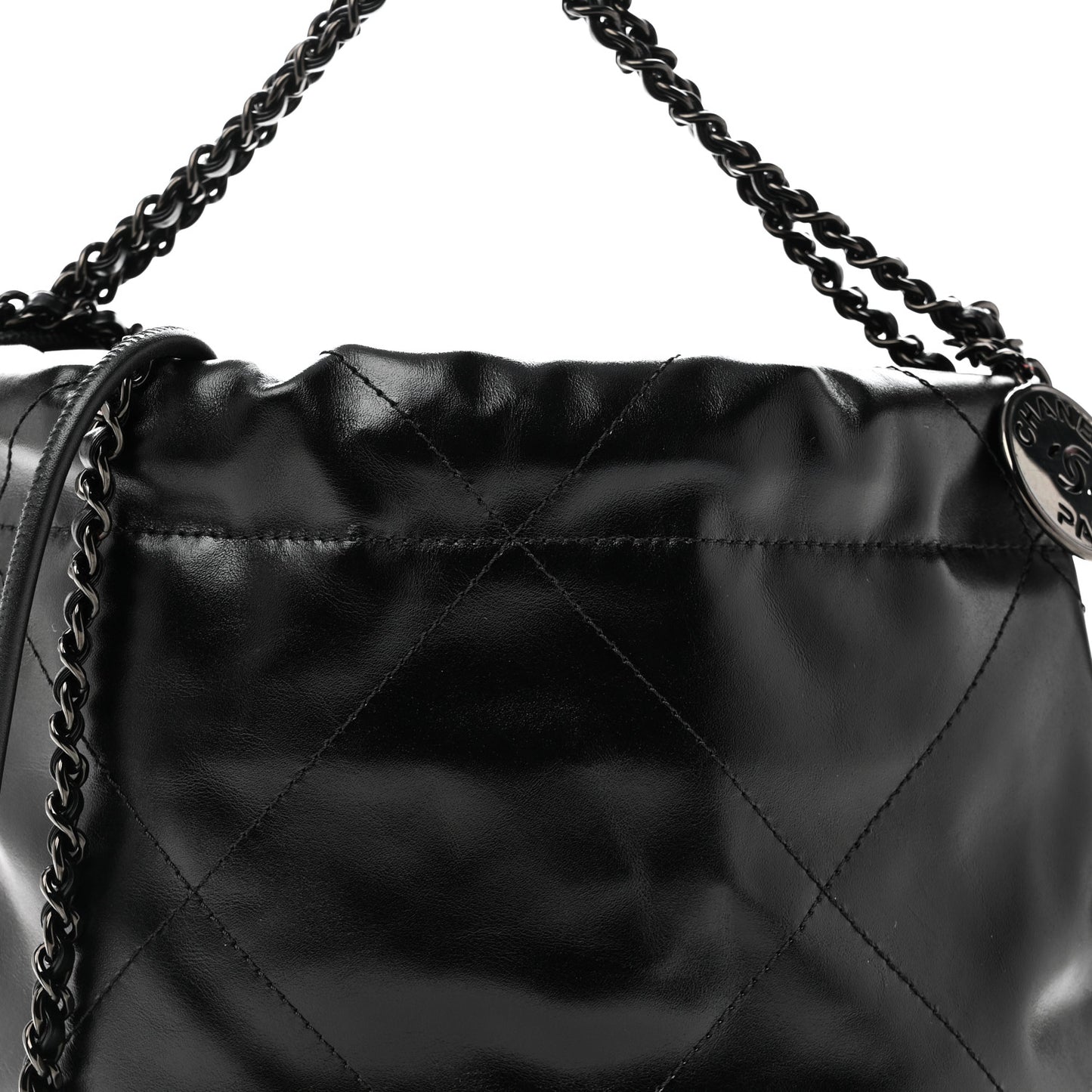 Shiny Calfskin Quilted Mini Chanel 22 So Black