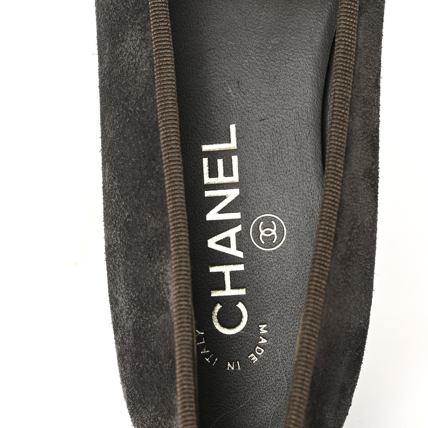 Suede Calfskin Cap Toe CC Ballerina Flats 38.5 Dark Khaki Dark Green