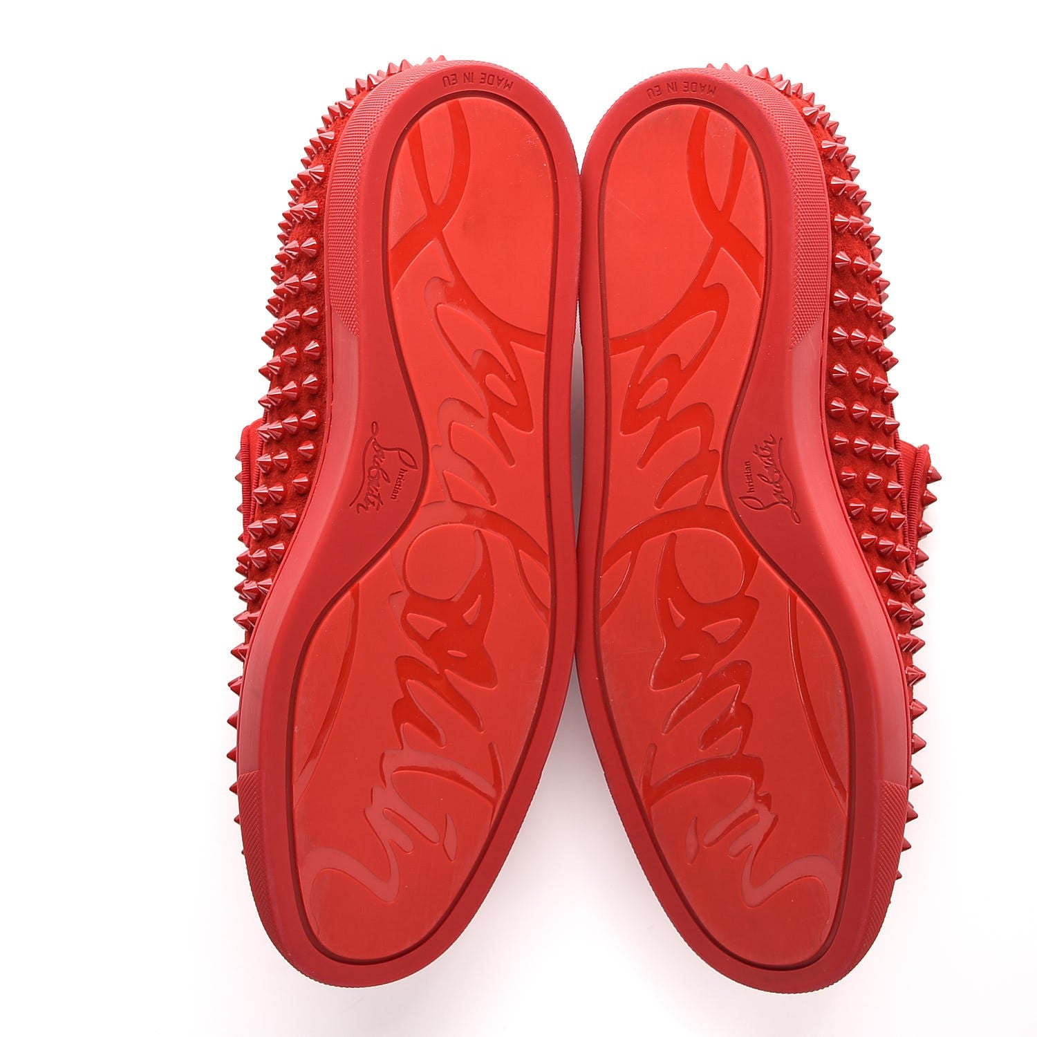 Christian Louboutin Veau Velours Mens GG Spikes Roller Boat Flats 43 Rougissime 5 of 8