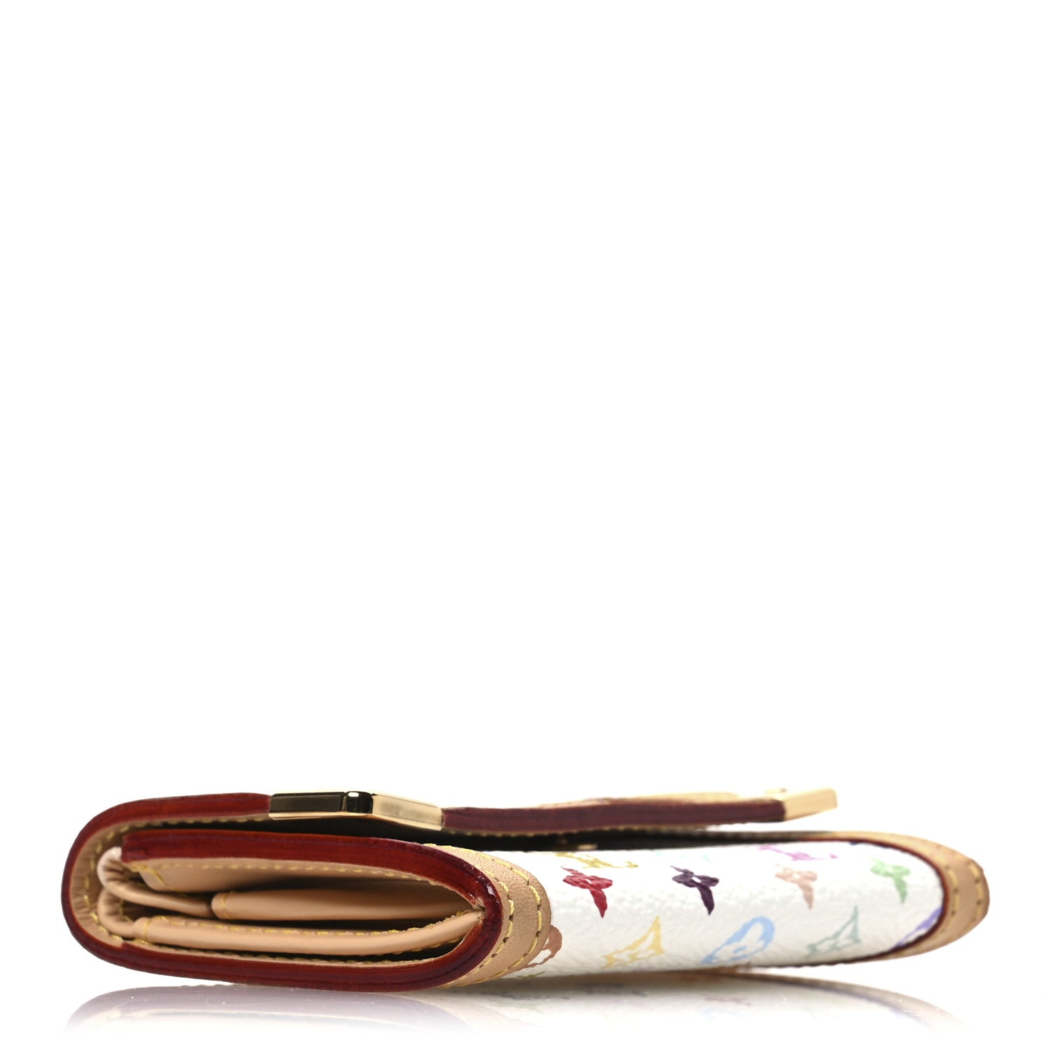 Louis Vuitton Monogram Multicolor Porte-Monnaie Plat Coin Purse White 4 of 7