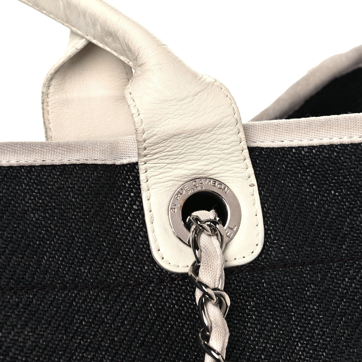 Canvas Large Deauville Tote Black White