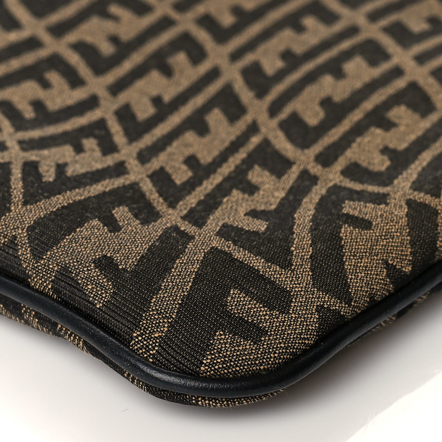 Fendi X SARAH COLEMAN Fabric Jacquard FF Vertigo Pouch Tobacco Moro Black 10 of 11