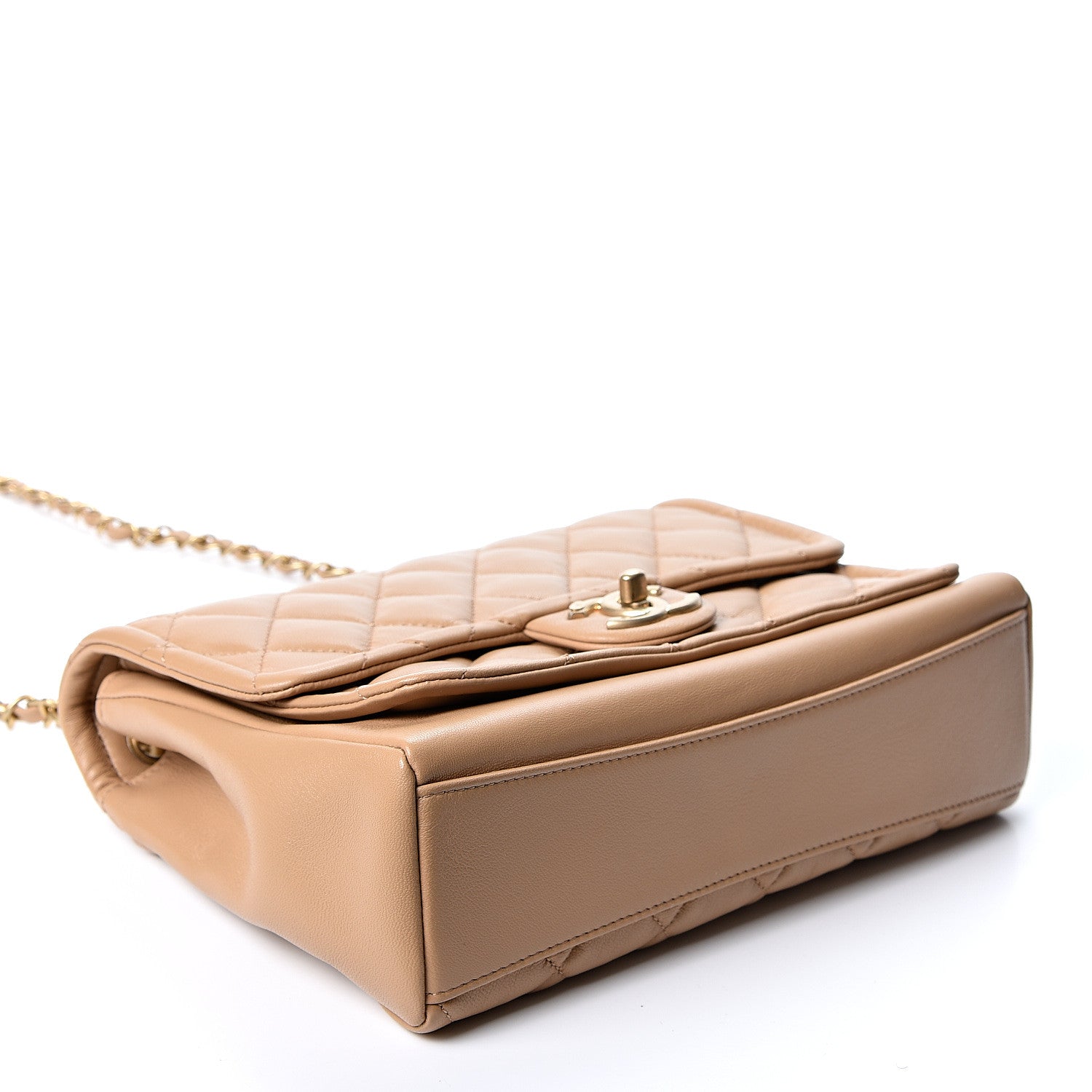 Chanel Lambskin Quilted Medium Linked In Flap Beige 3 of 9