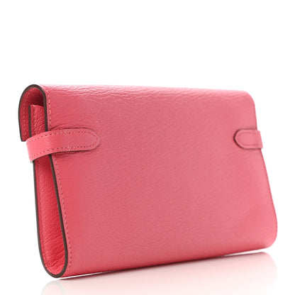 Hermes Chevre Mysore Kelly Longue Wallet Rose Lipstick 3 of 8