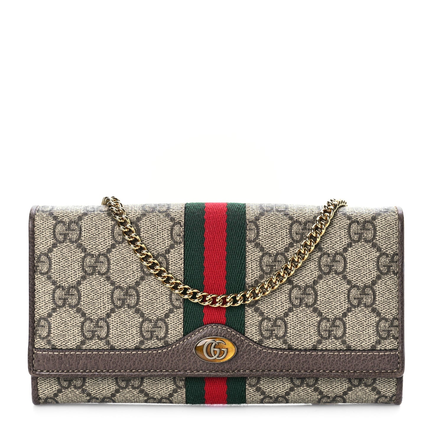 GG Supreme Monogram Web Ophidia Wallet On Chain Brown