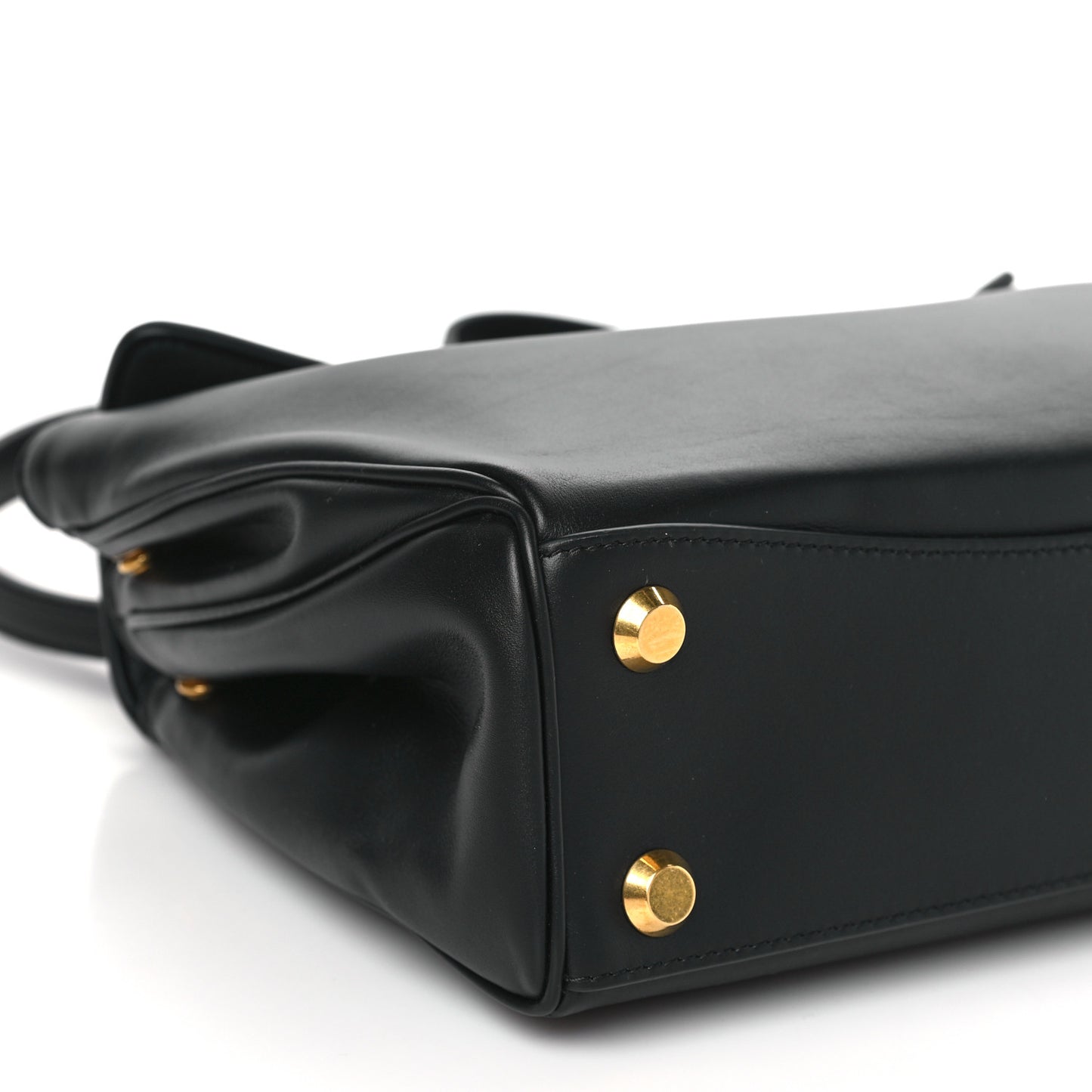 Natural Smooth Calfskin Medium Rodeo Top Handle Handbag Black