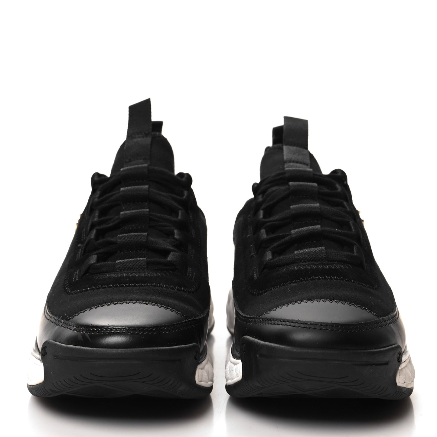 Velvet Calfskin Mixed Fibers CC Sneakers 38 Black