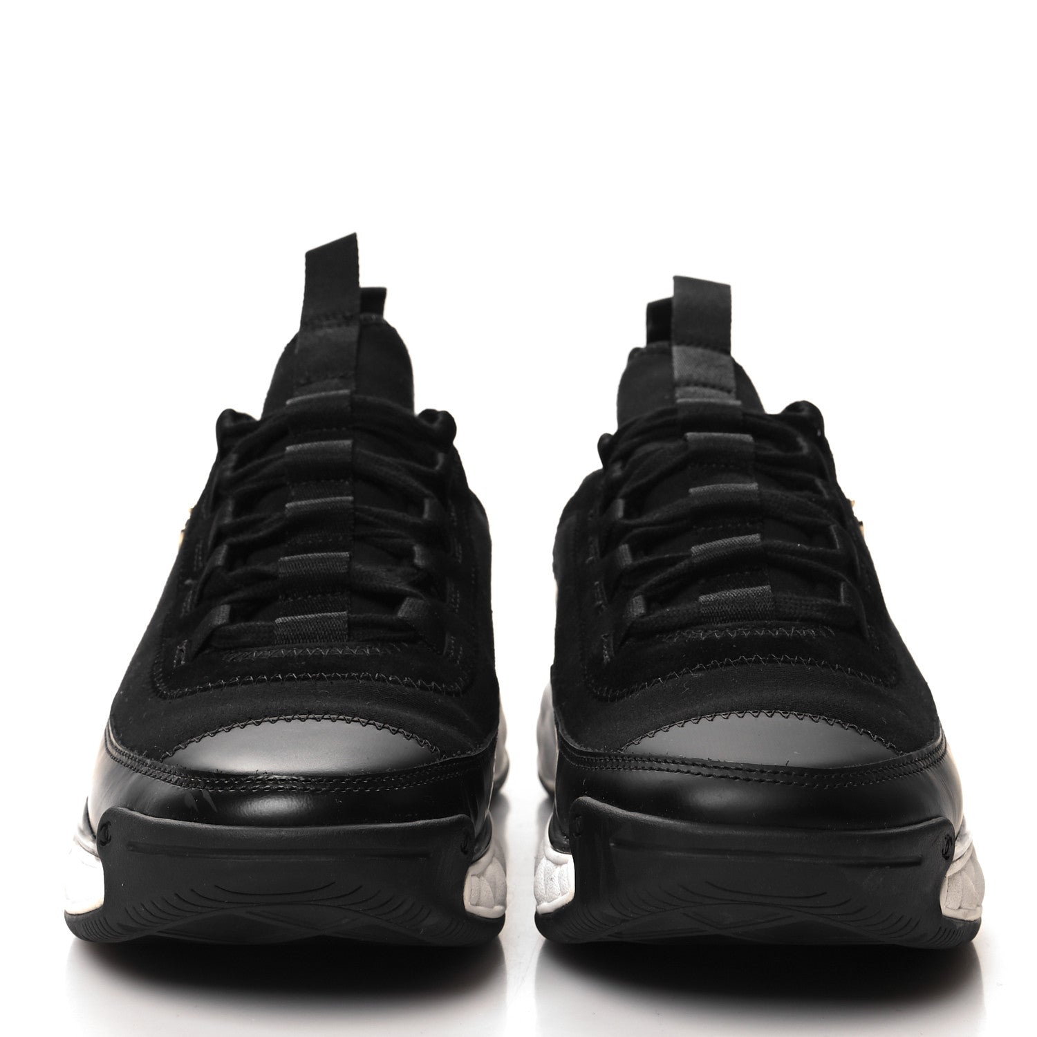 Chanel Velvet Calfskin Mixed Fibers CC Sneakers 38 Black 2 of 9