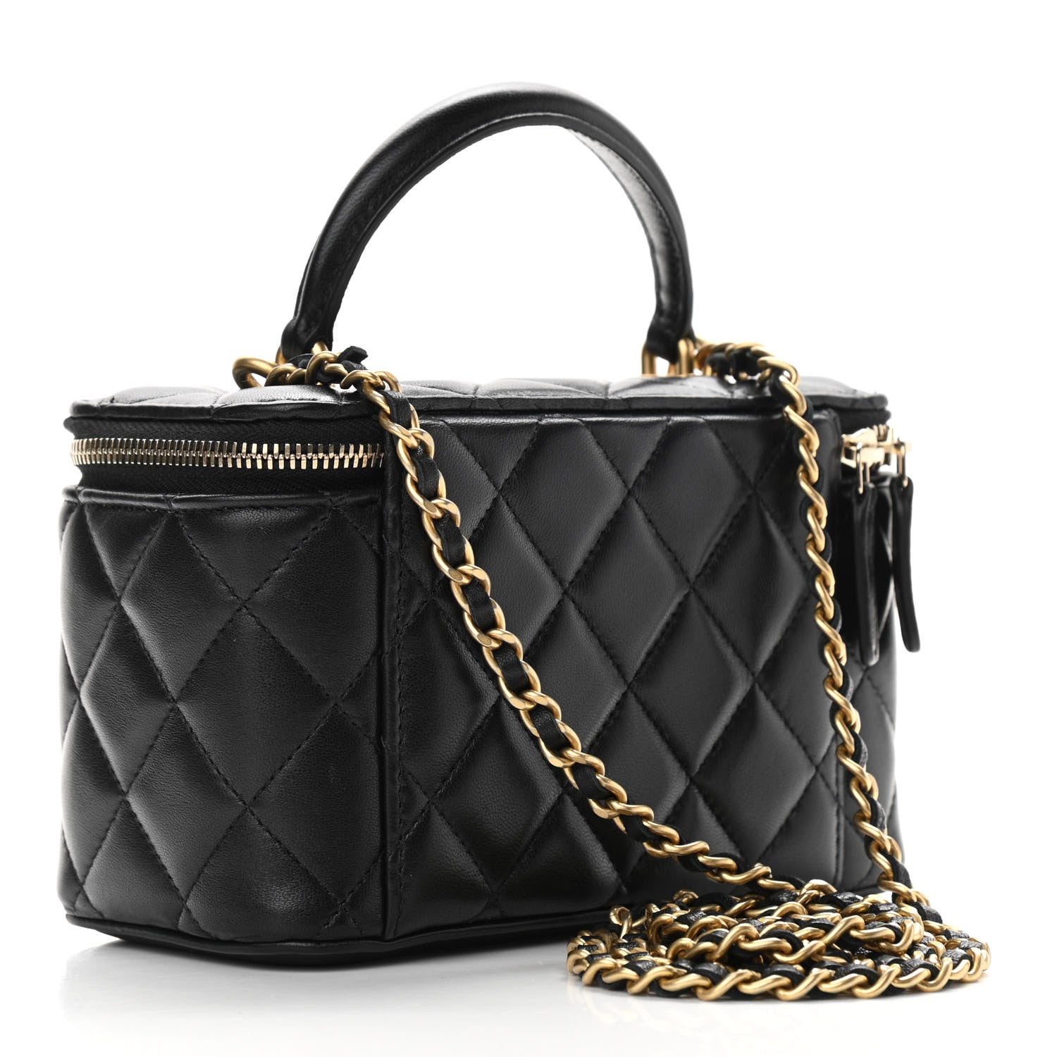 Chanel Lambskin Quilted Small Top Handle Vanity Case With Chain Black 3 of 11