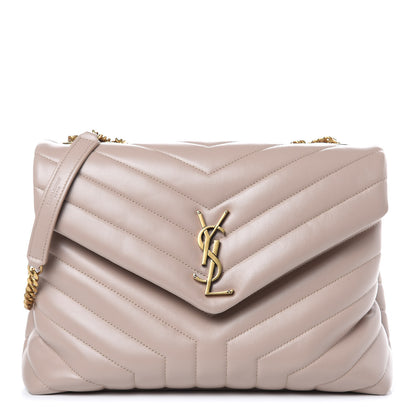 Saint Laurent Calfskin Y Quilted Monogram Medium Loulou Chain Satchel Light Natural 1 of 10