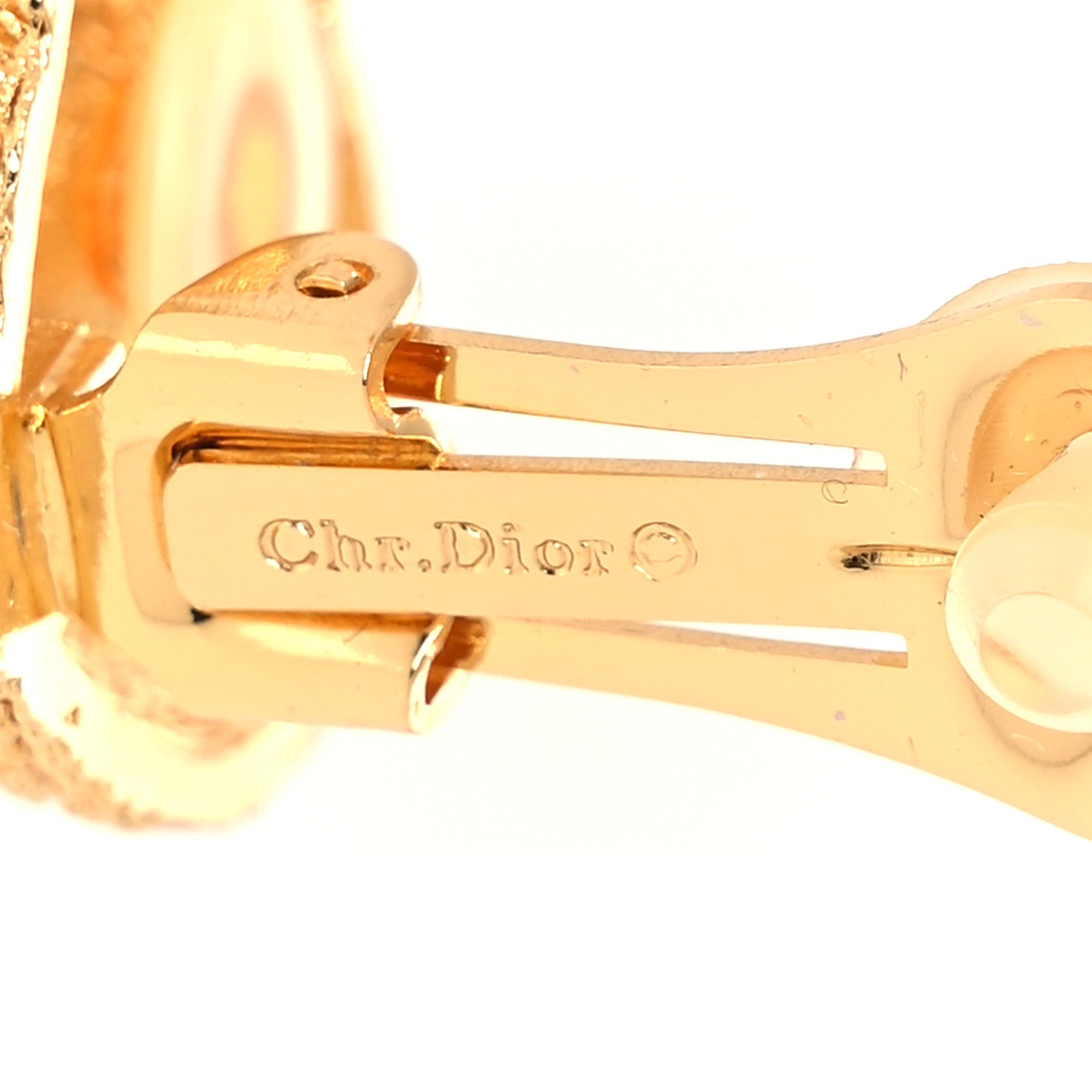Christian Dior Metal Textured CD Heart Clip On Earrings Gold 4 of 4