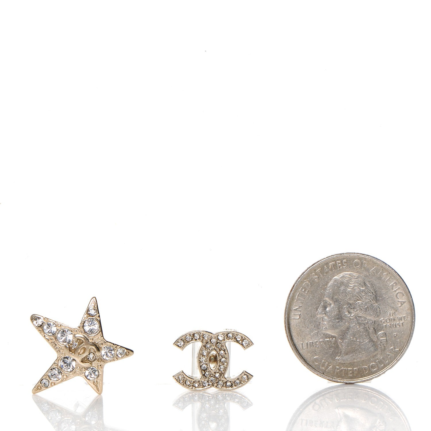 Chanel Swarovski Crystal CC Star Earphone Charms Gold 2 of 5