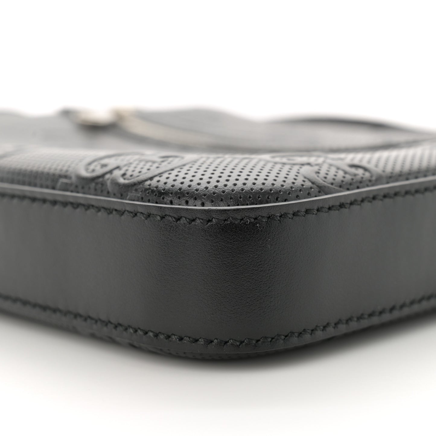 Calfskin GG Tennis Embossed Small Flat Messenger Bag Black