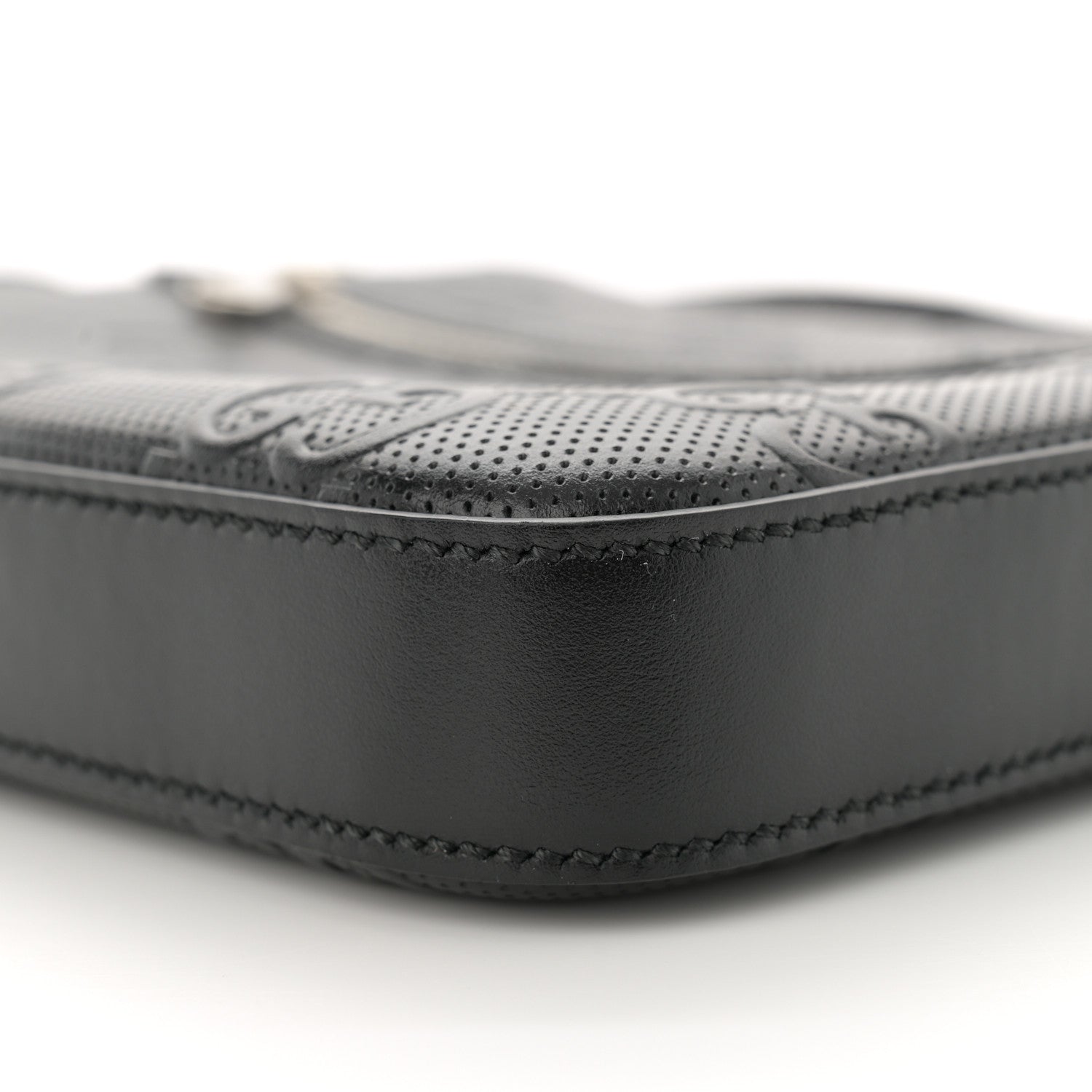Gucci Calfskin GG Tennis Embossed Small Flat Messenger Bag Black 10 of 10