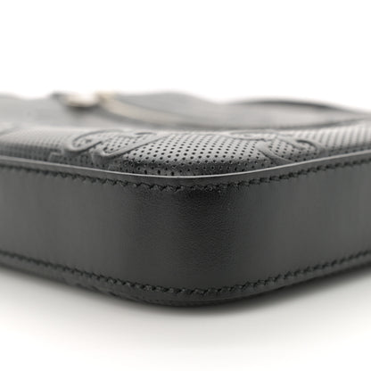 Gucci Calfskin GG Tennis Embossed Small Flat Messenger Bag Black 10 of 10