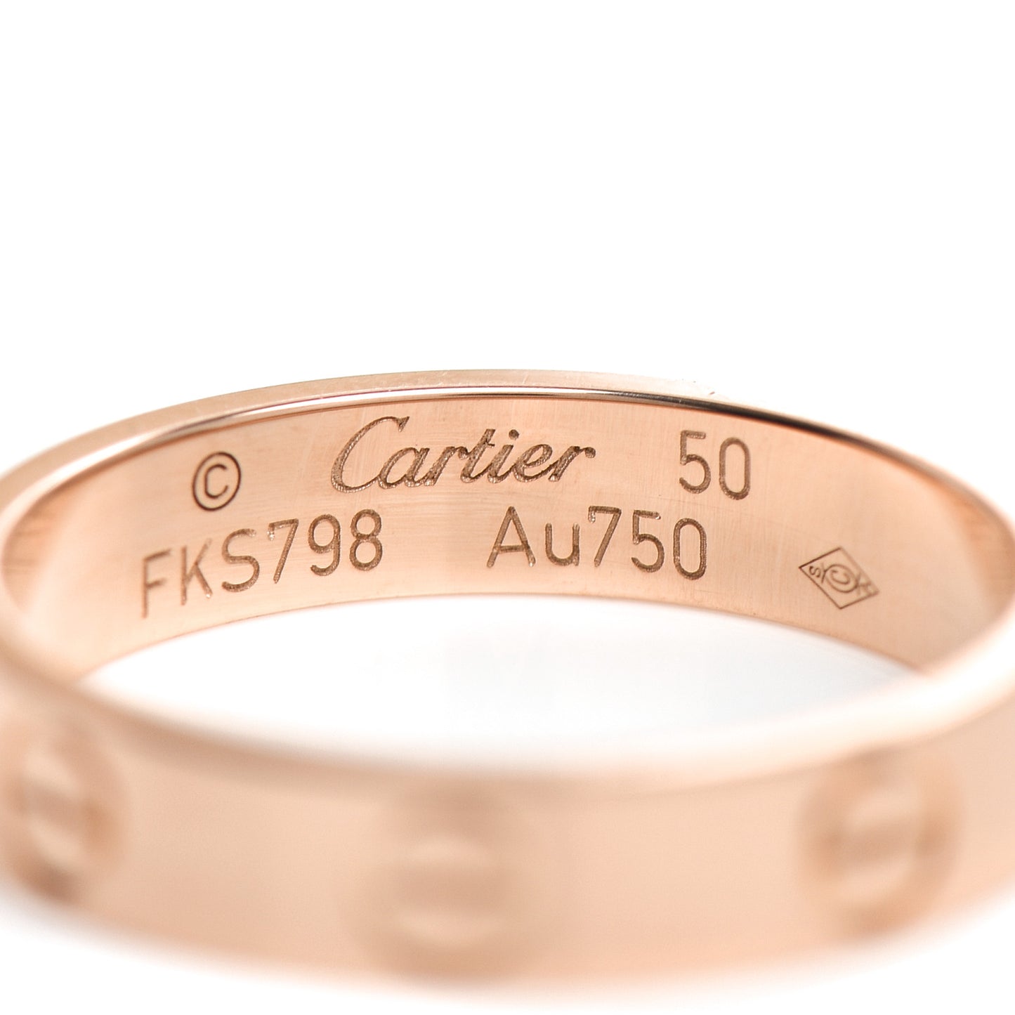 18K Pink Gold 3.5mm LOVE Wedding Band Ring 50 5.25
