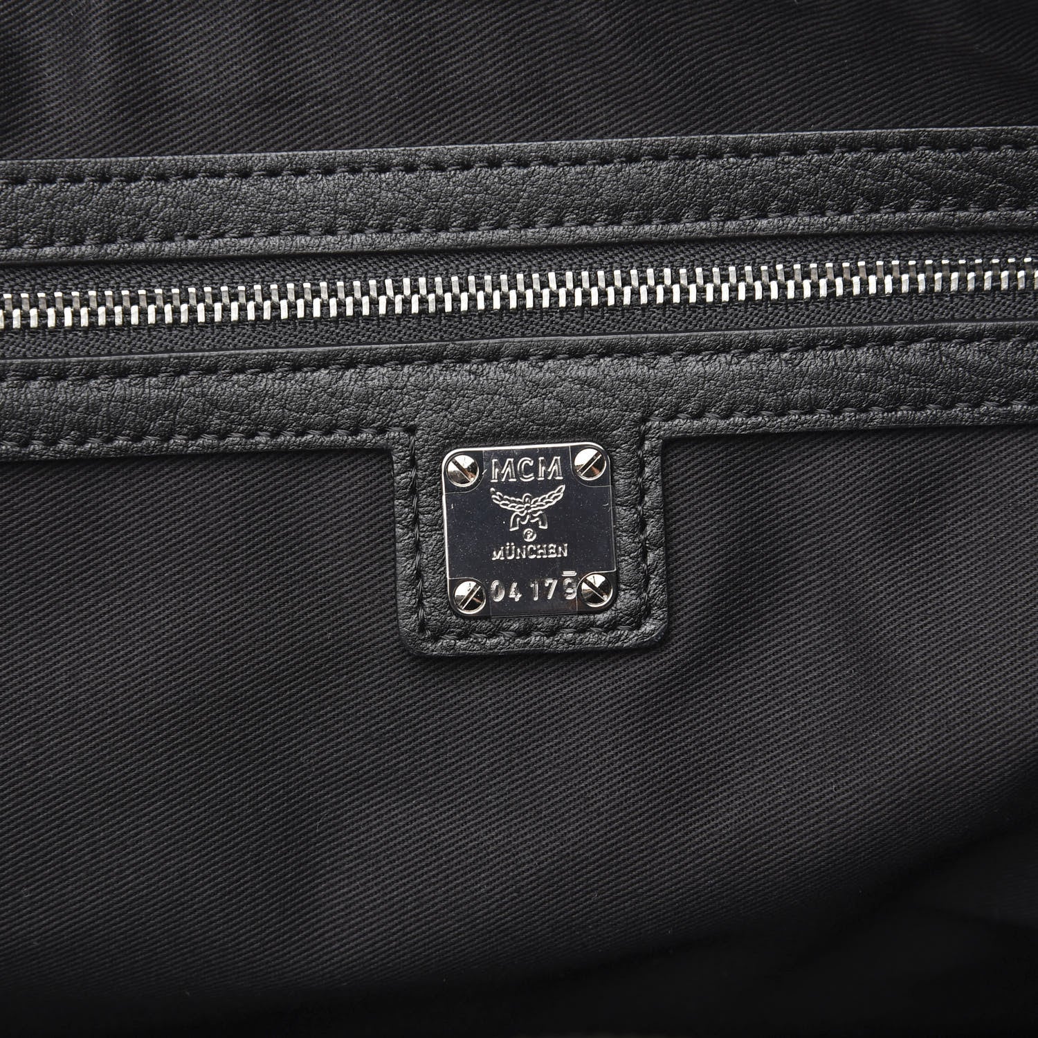 MCM Calfskin Ottomar Monogram Medium Klara Shopper Tote Black 5 of 8
