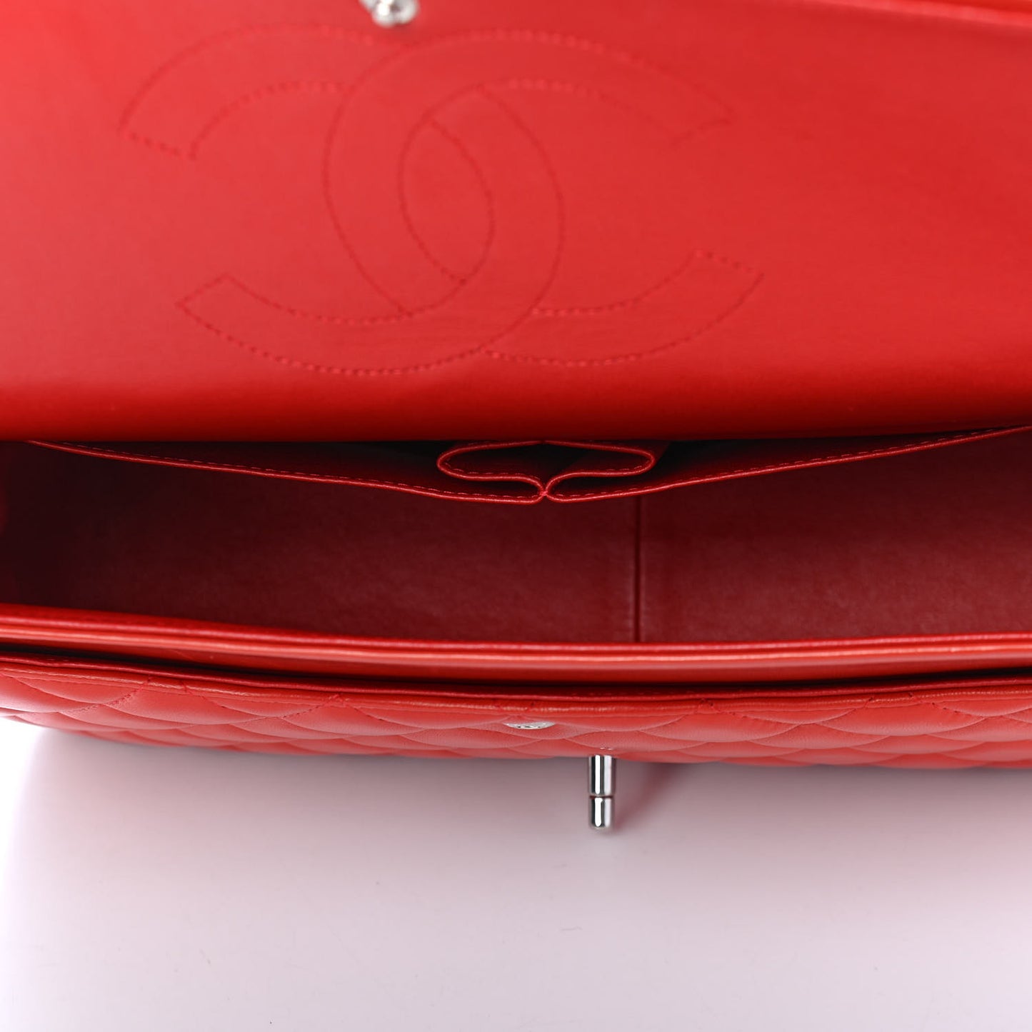 Lambskin Quilted Maxi Double Flap Red